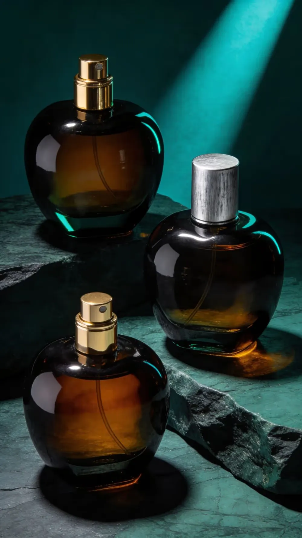 Amber glass perfume bottles